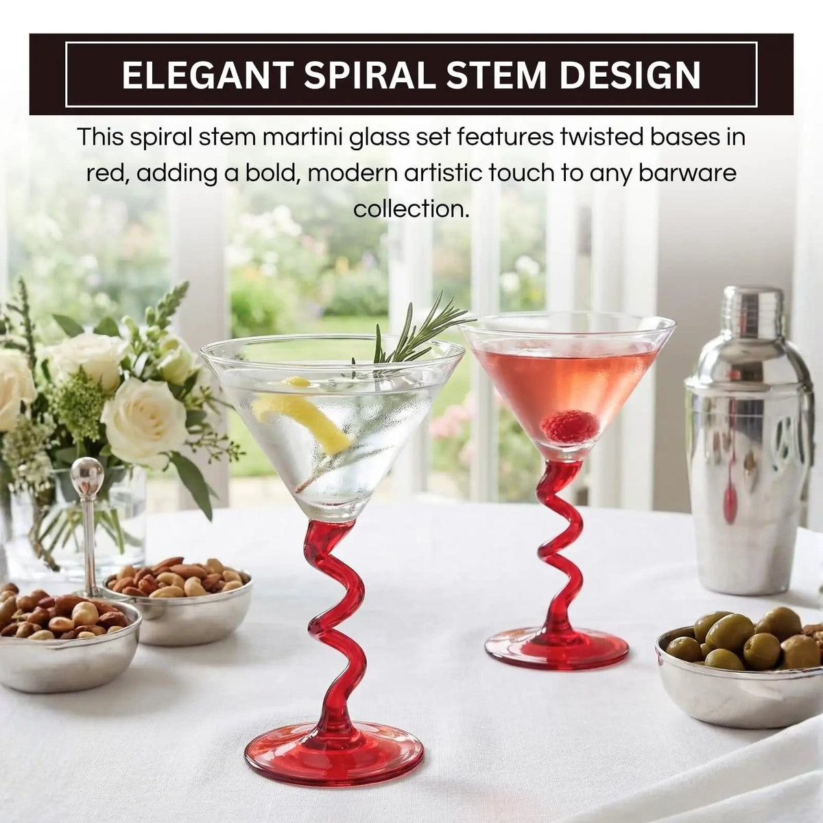 Spiral Stem Martini Glasses | Cocktail Glass | Entertaining | Gift Ready