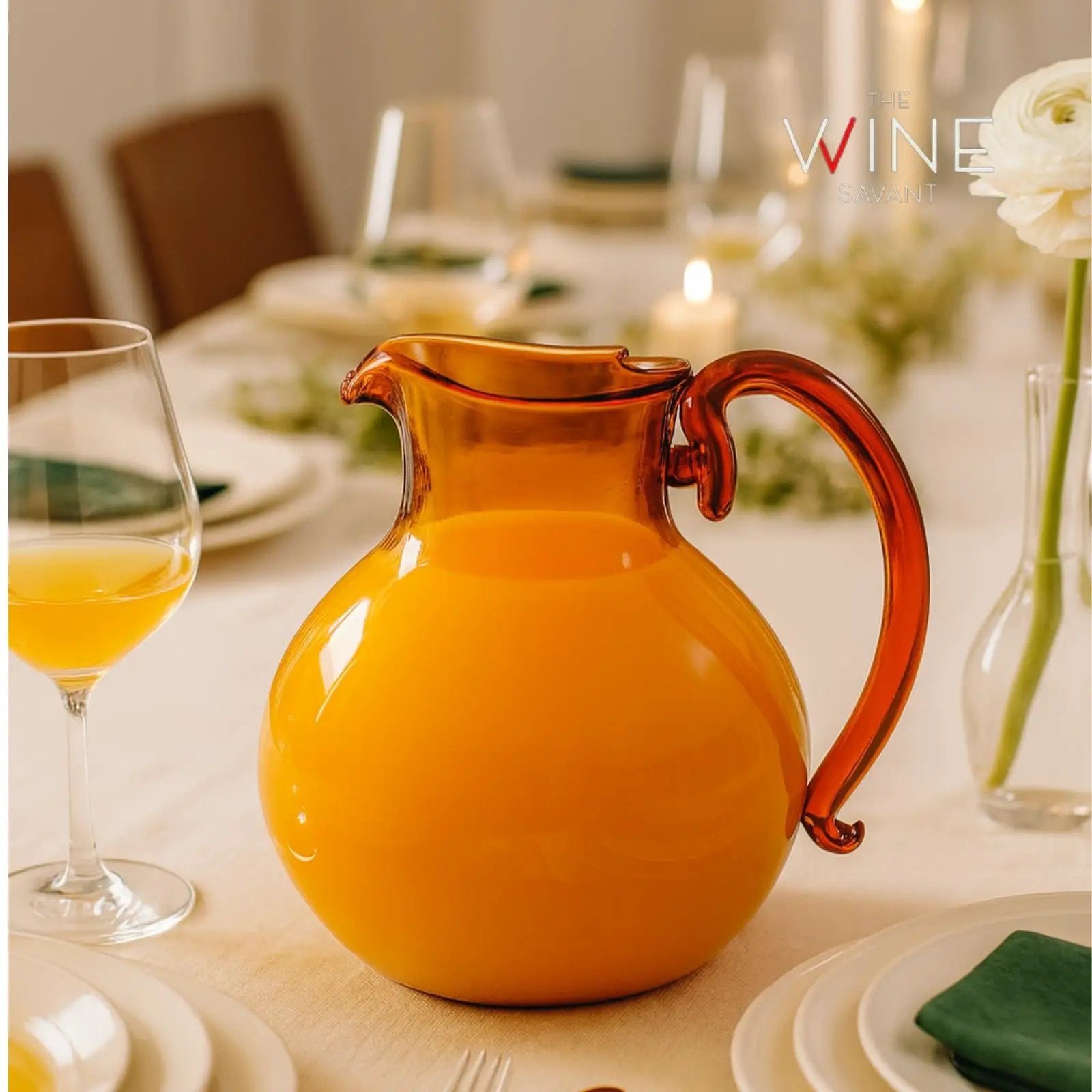 talian Design Amber Glass Jug Mouth-Blown Venetian Pitcher 750ml Handmade Murano from PriceLows™