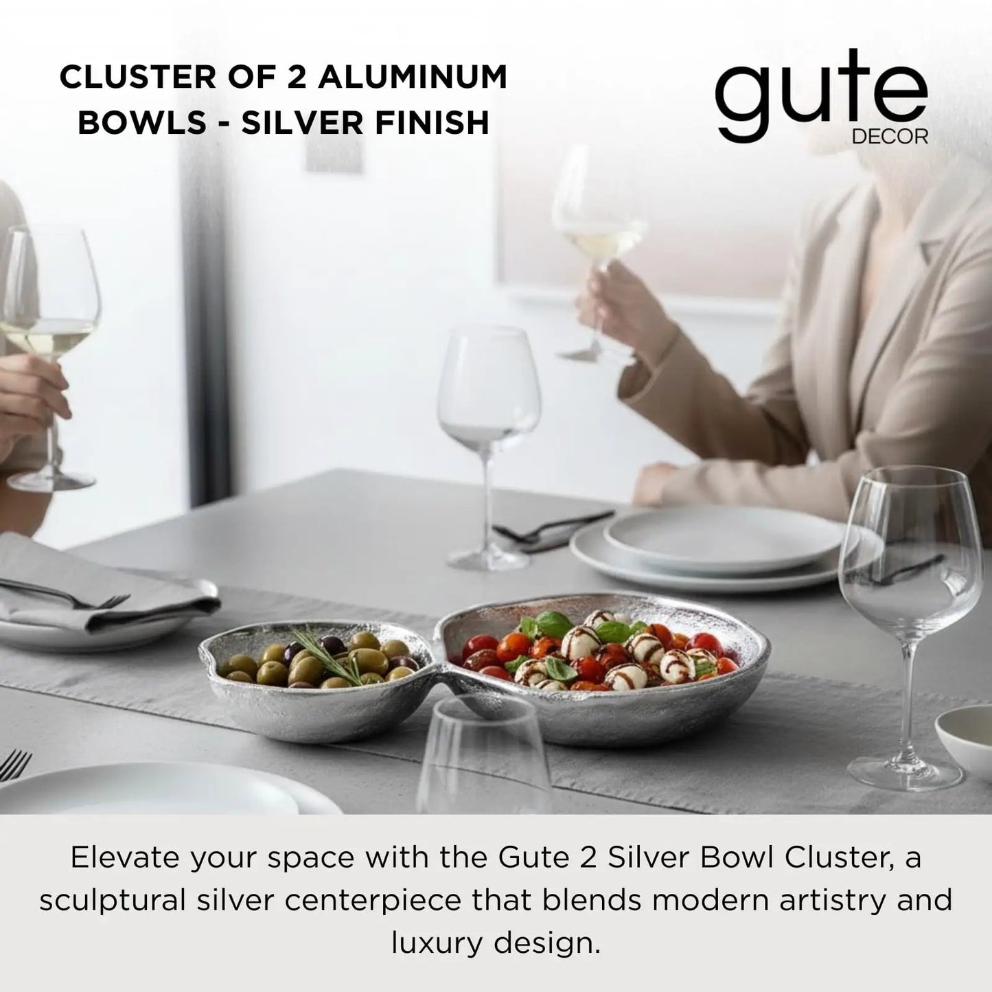 2 Cluster Decorative Bowls Bright Silver Snack Tray Bowl Chip from PriceLows™