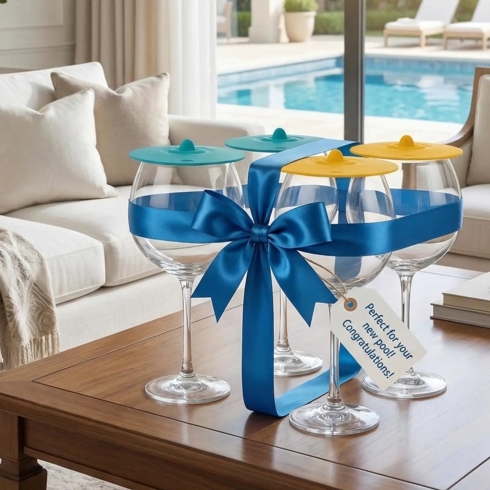 Floating Wine Glasses for Pool with Lids (Set of 4) – 21oz from PriceLows™