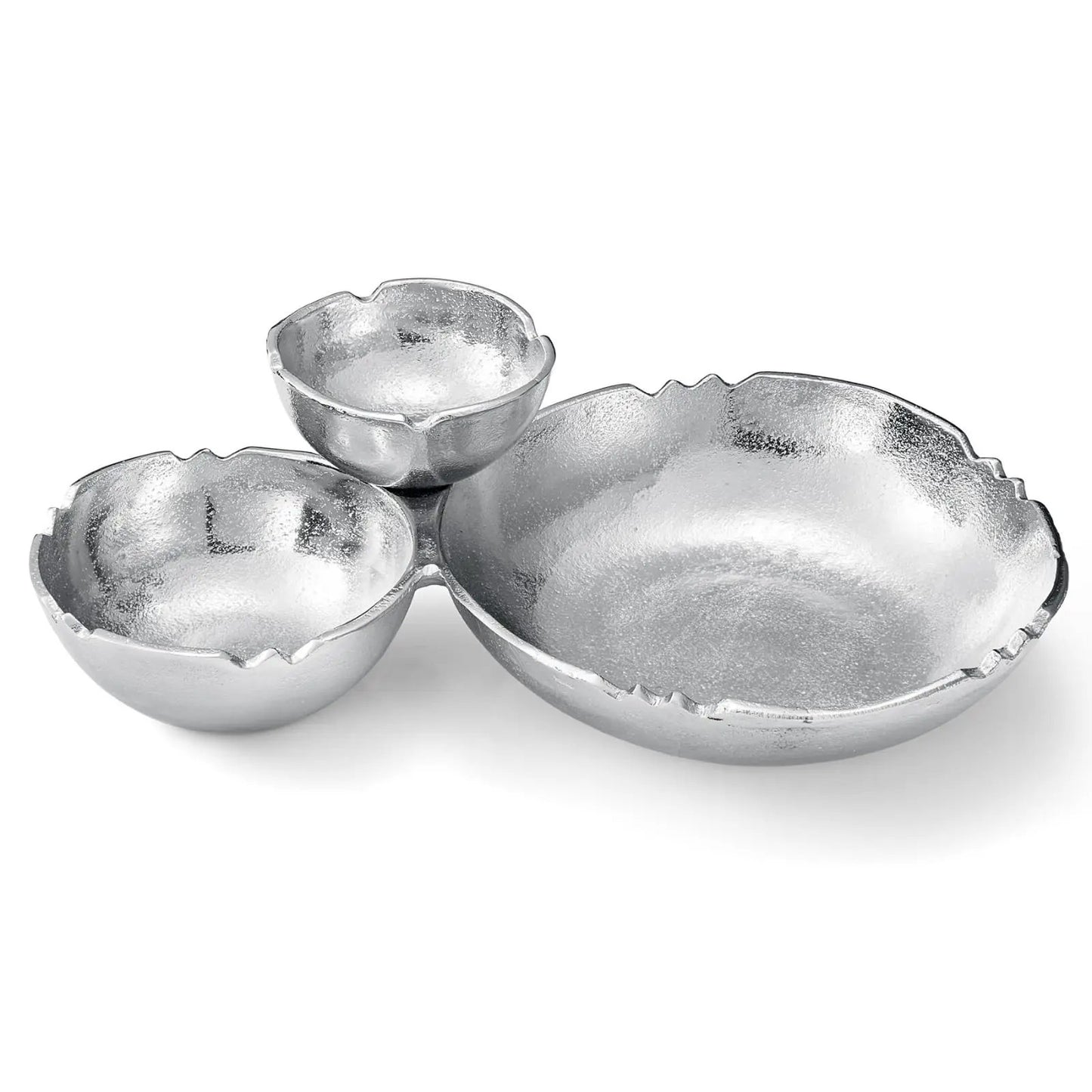 3 Cluster Decorative Bowls Bright Silver Snack Tray Bowl Chip from PriceLows™