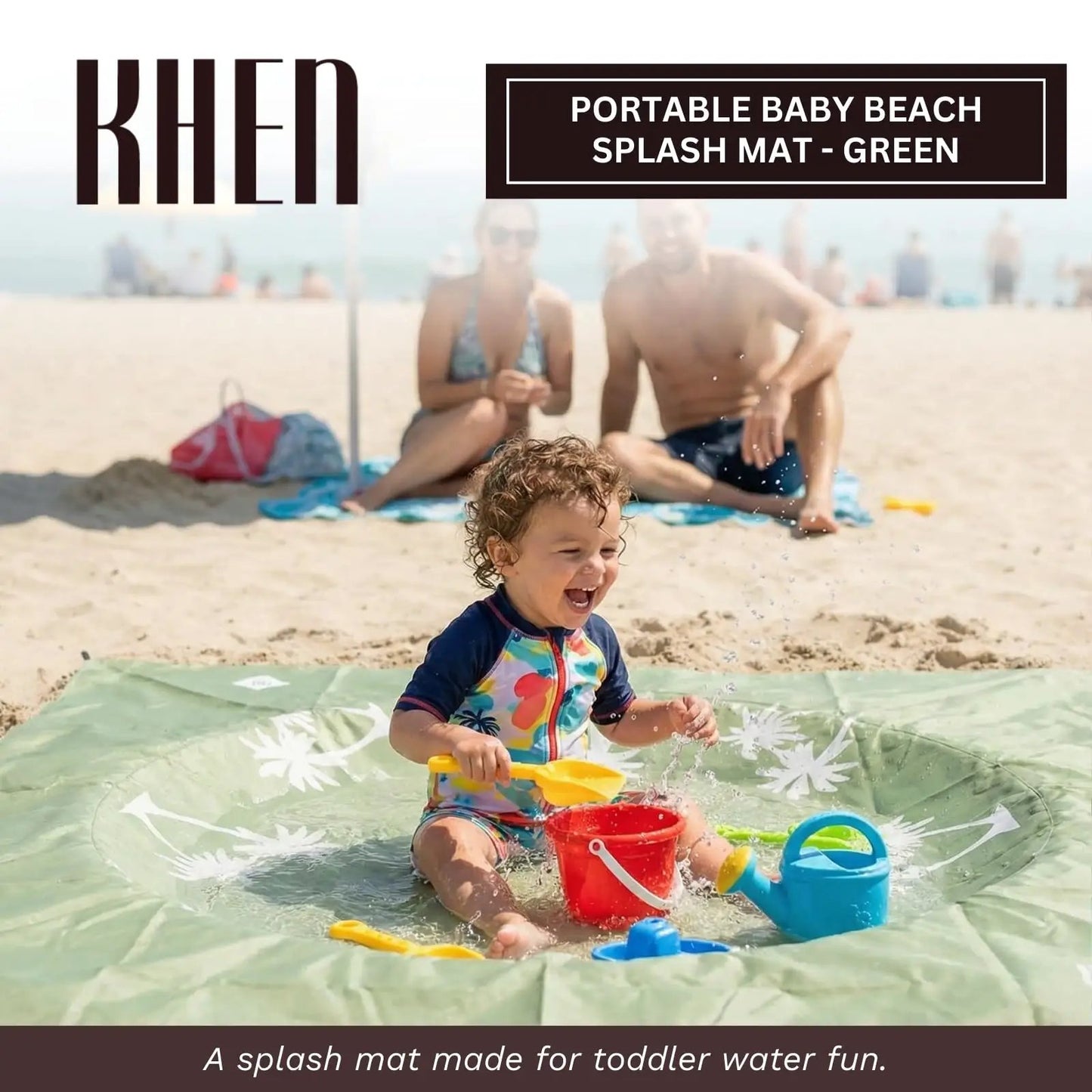 Baby Beach Splash Mat Green, 1 Piece, 78.74 x in Waterproof Polyester Portable Foldable from PriceLows™