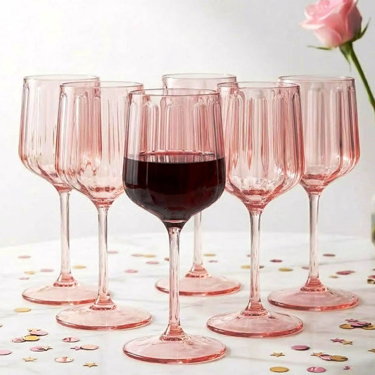 Khen Acrylic Lucia Stemmed Goblets - Set of 6 |14oz | Pink from PriceLows™