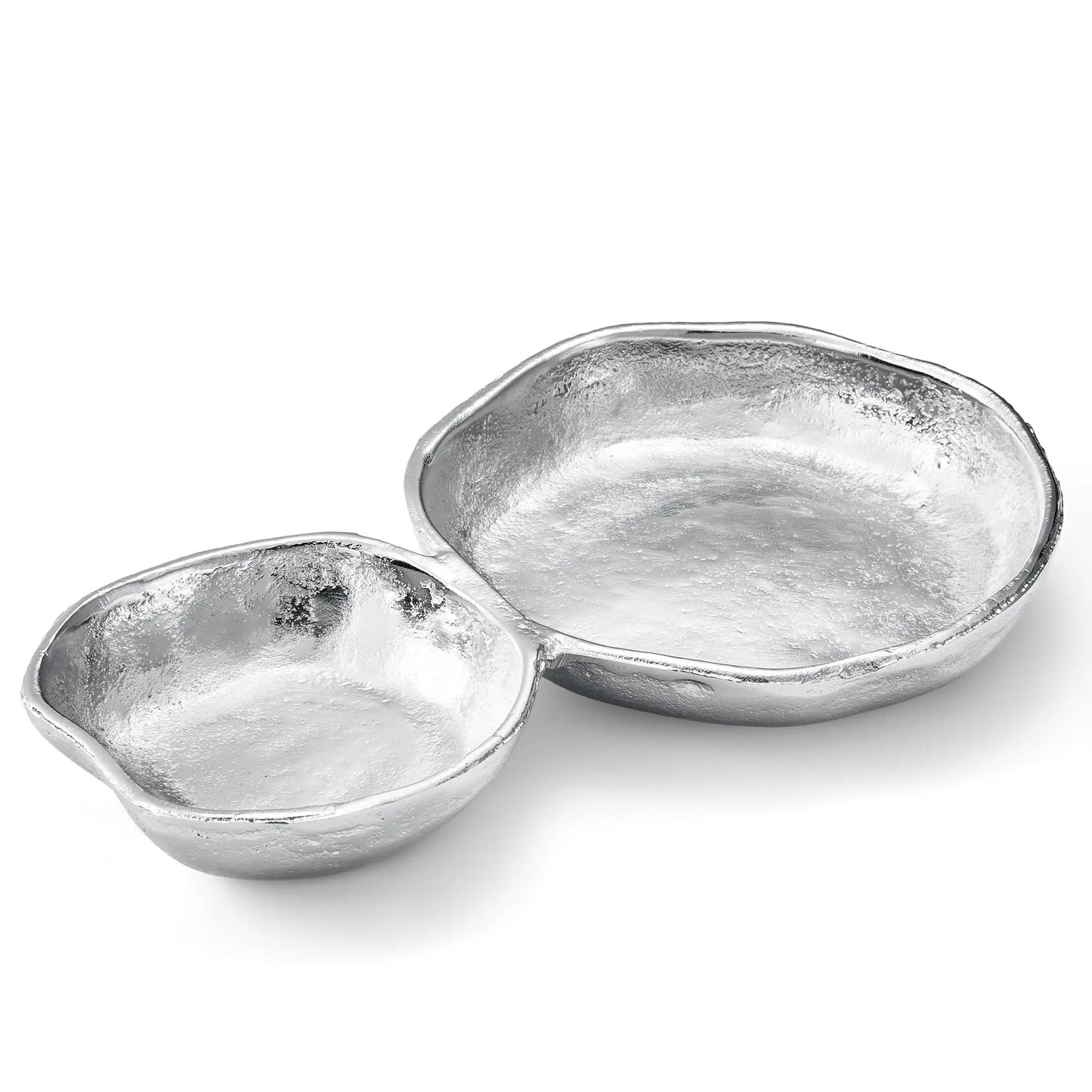 2 Cluster Decorative Bowls Bright Silver Snack Tray Bowl Chip from PriceLows™