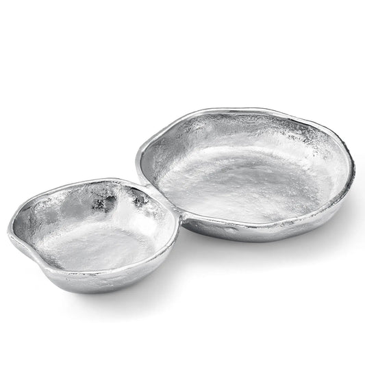 2 Cluster Decorative Bowls Bright Silver Snack Tray Bowl Chip from PriceLows™