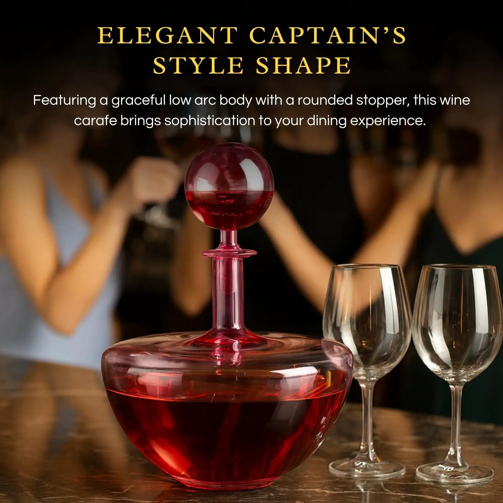 Blush Pink Low Arc Glass Decanter Handblown Captain’s Style Carafe from PriceLows™