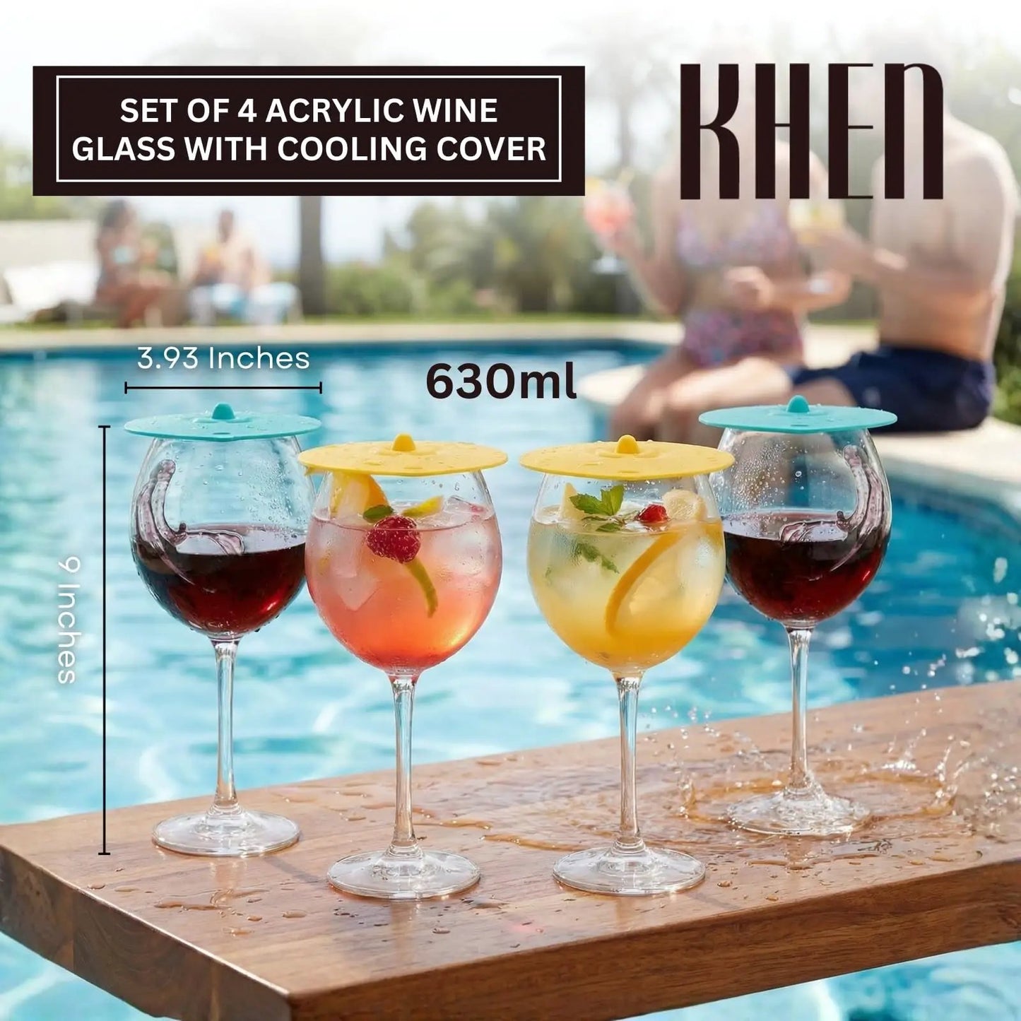 Floating Wine Glasses for Pool with Lids (Set of 4) – 21oz from PriceLows™