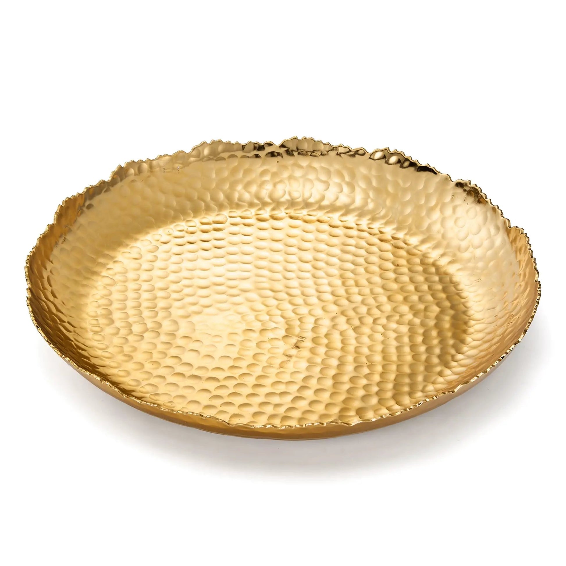 Gold Hammered Decorative Bowl Elegant Aluminum Centerpiece from PriceLows™