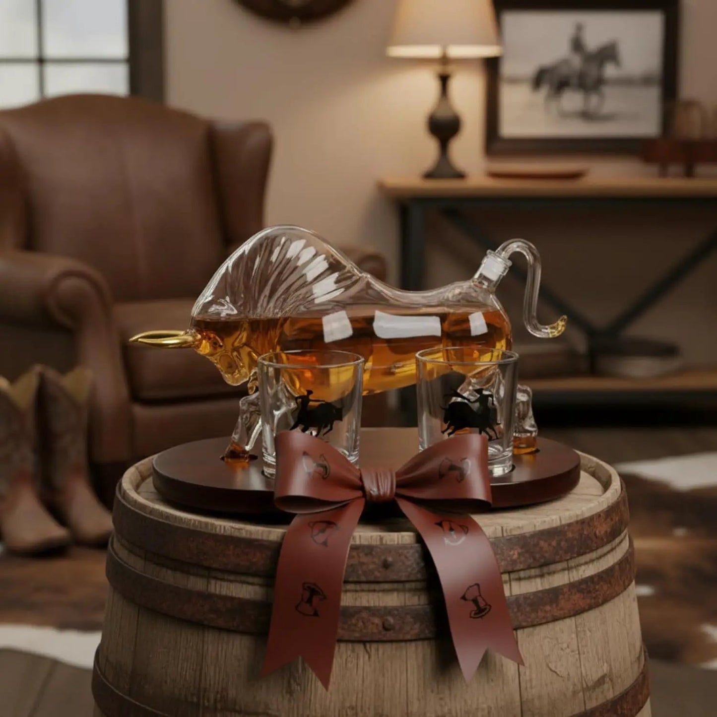 Western Cowboy & El Matador Bull Whiskey Decanter Set from PriceLows™