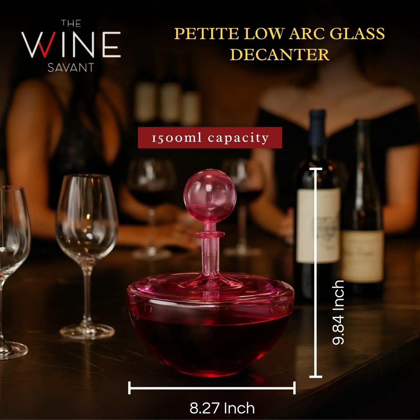 Blush Pink Low Arc Glass Decanter Handblown Captain’s Style Carafe from PriceLows™