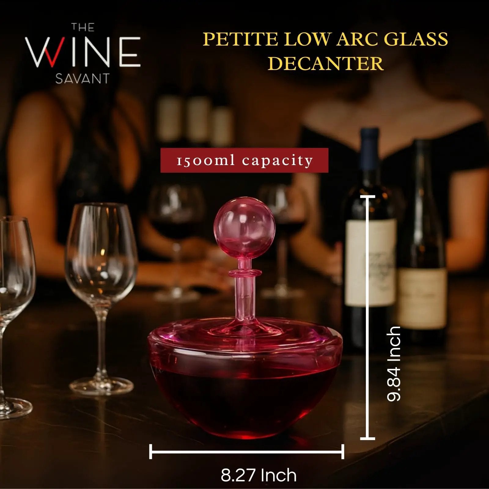 Blush Pink Low Arc Glass Decanter Handblown Captain’s Style Carafe from PriceLows™