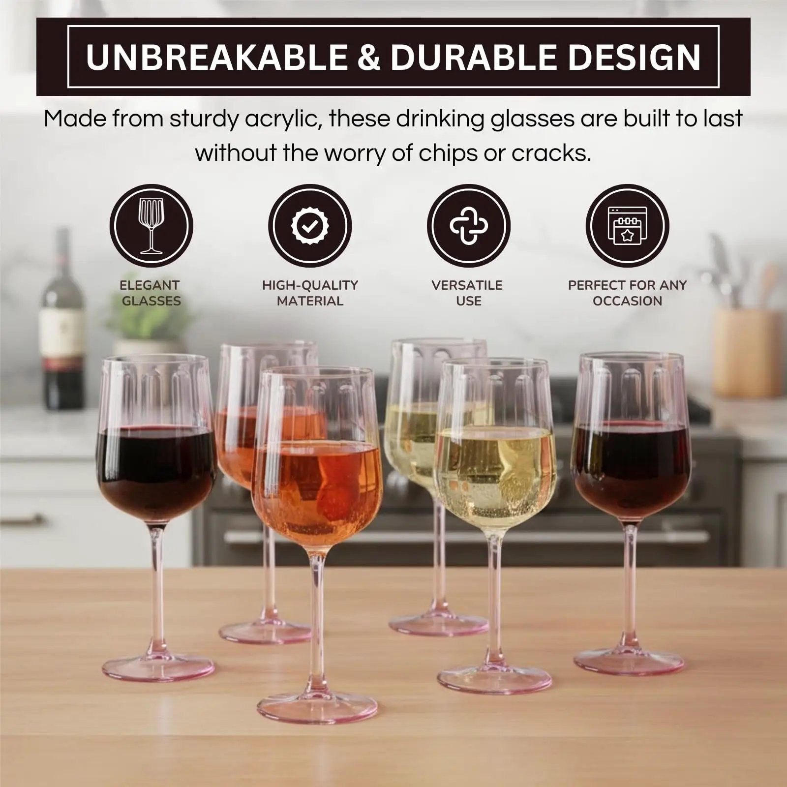 Khen Acrylic Lucia Stemmed Goblets - Set of 6 | 14oz | Lilac from PriceLows™