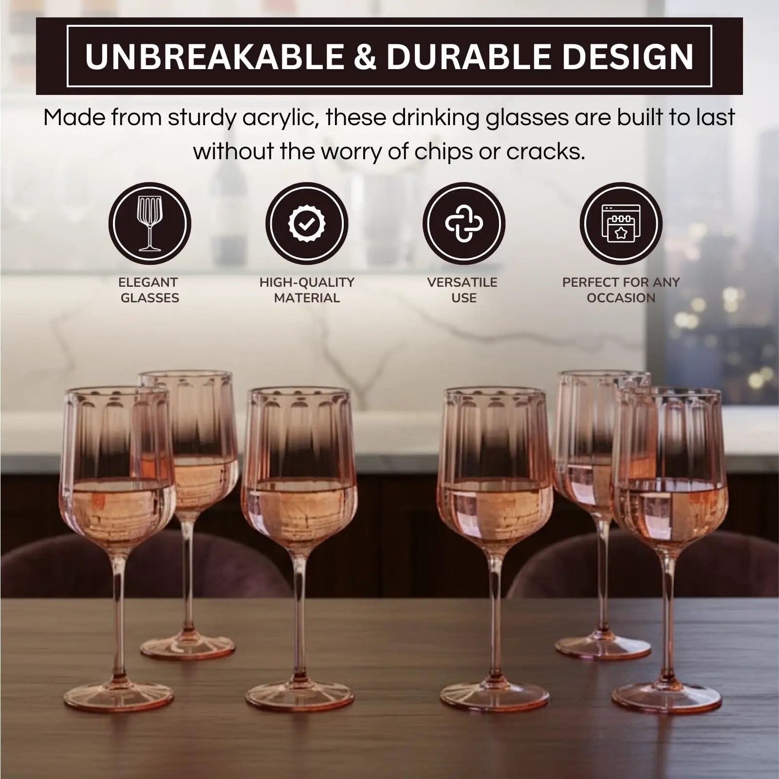 Khen Acrylic Lucia Stemmed Goblets - Set of 6 |14oz | Pink from PriceLows™