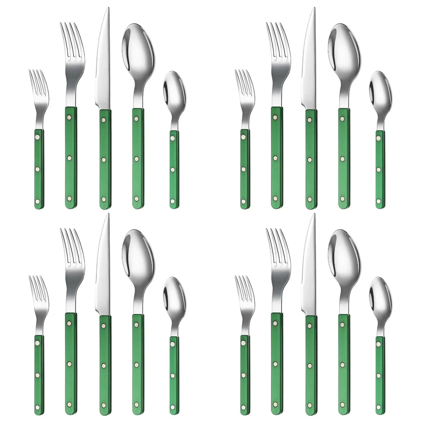 Khen Green Cutlery Set of 20 –18/8 Stainless Steel Flatware from PriceLows™
