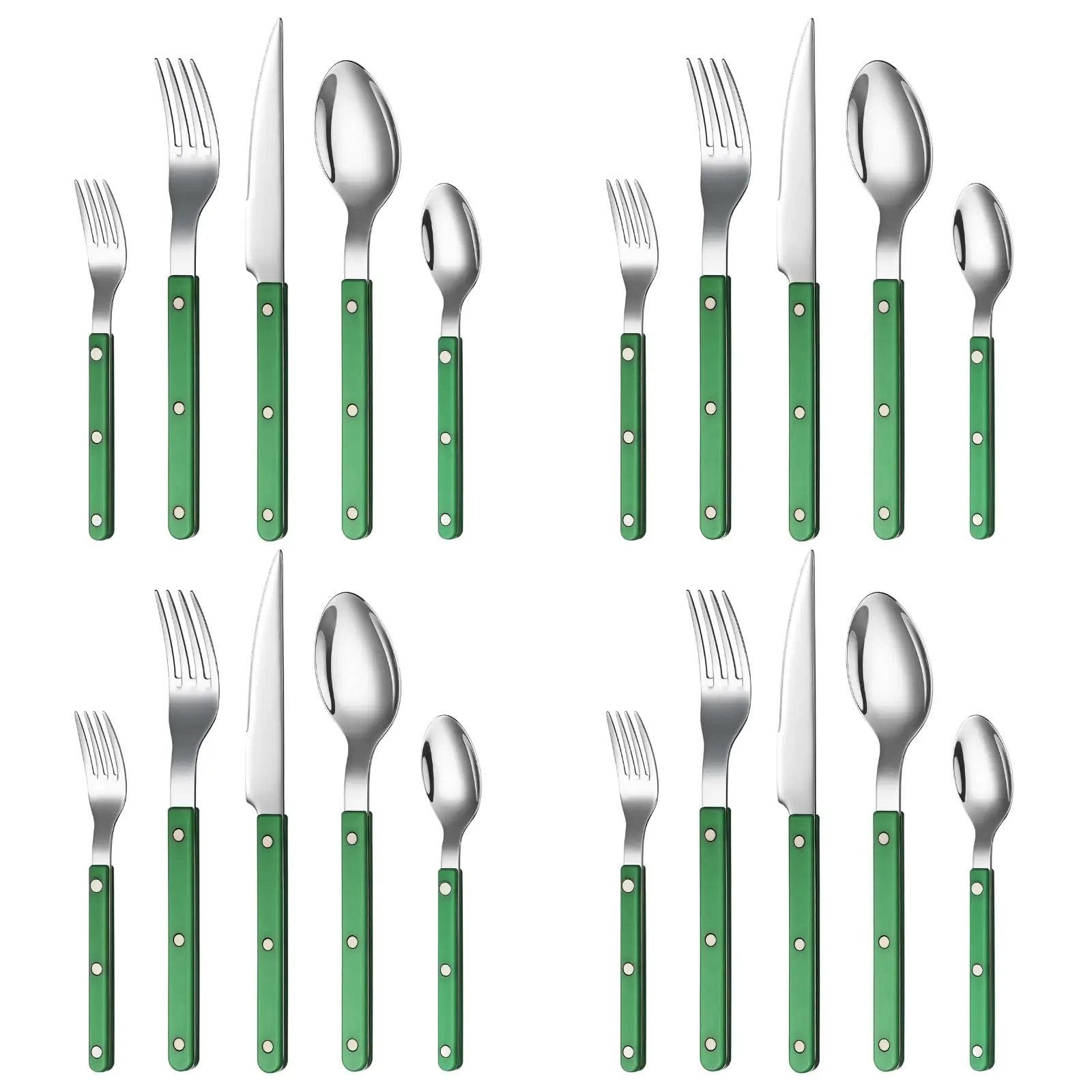 Khen Green Cutlery Set of 20 –18/8 Stainless Steel Flatware from PriceLows™