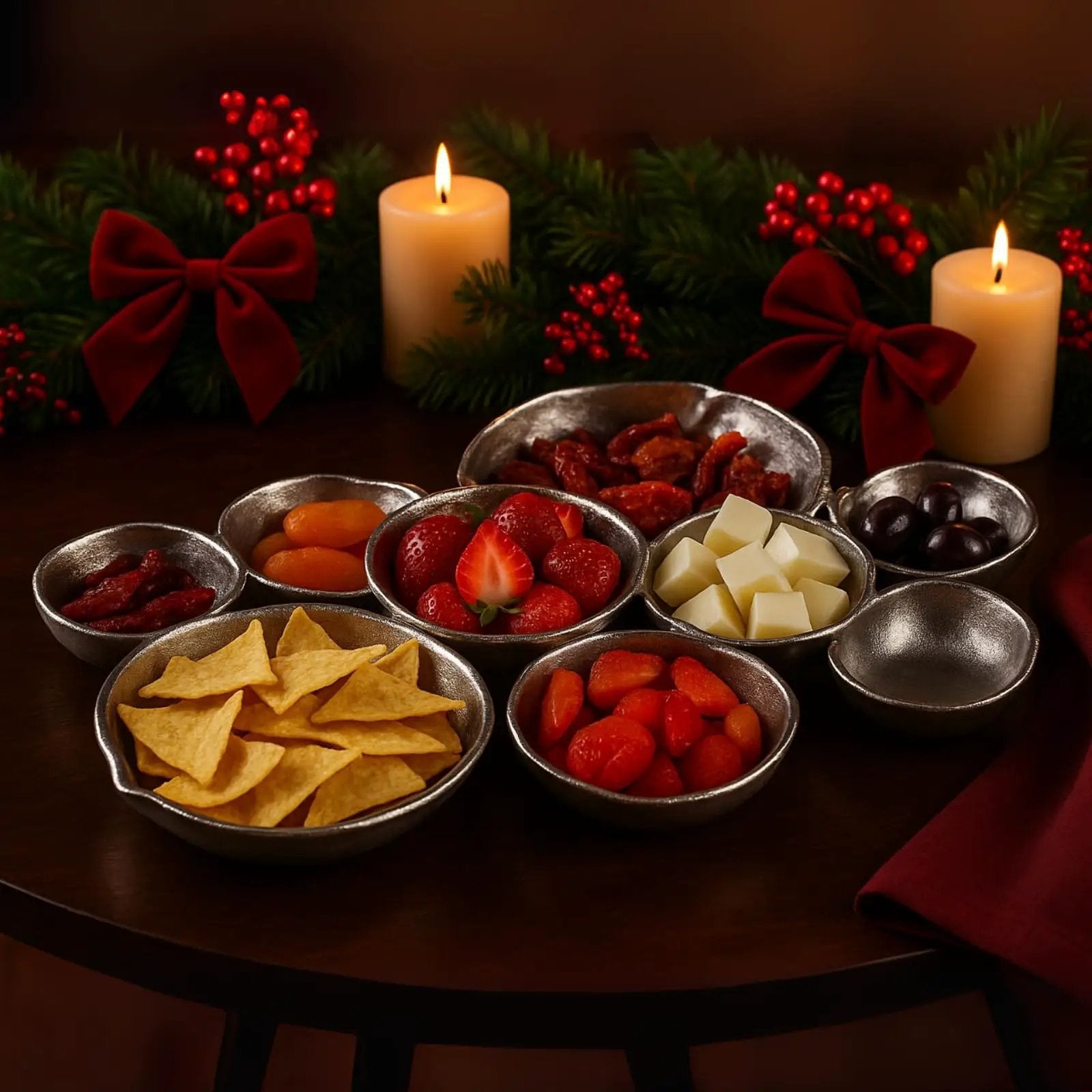 Cluster Decorative Bowls, Bright Silver Brass - Decoration, Snack Tray Bowl from PriceLows™