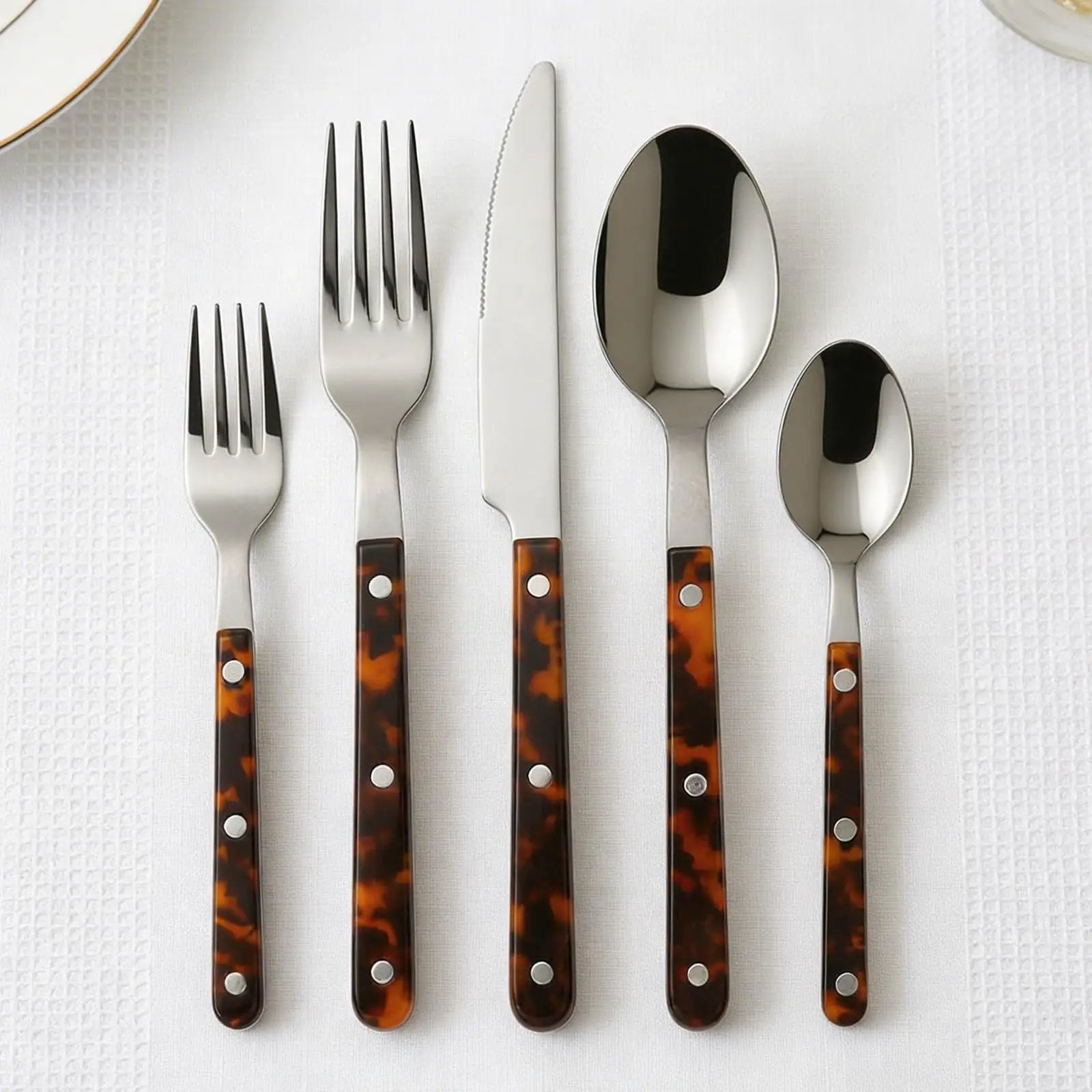 Premium Stainless Steel Flatware Set, 20 Piece Tortoise from PriceLows™