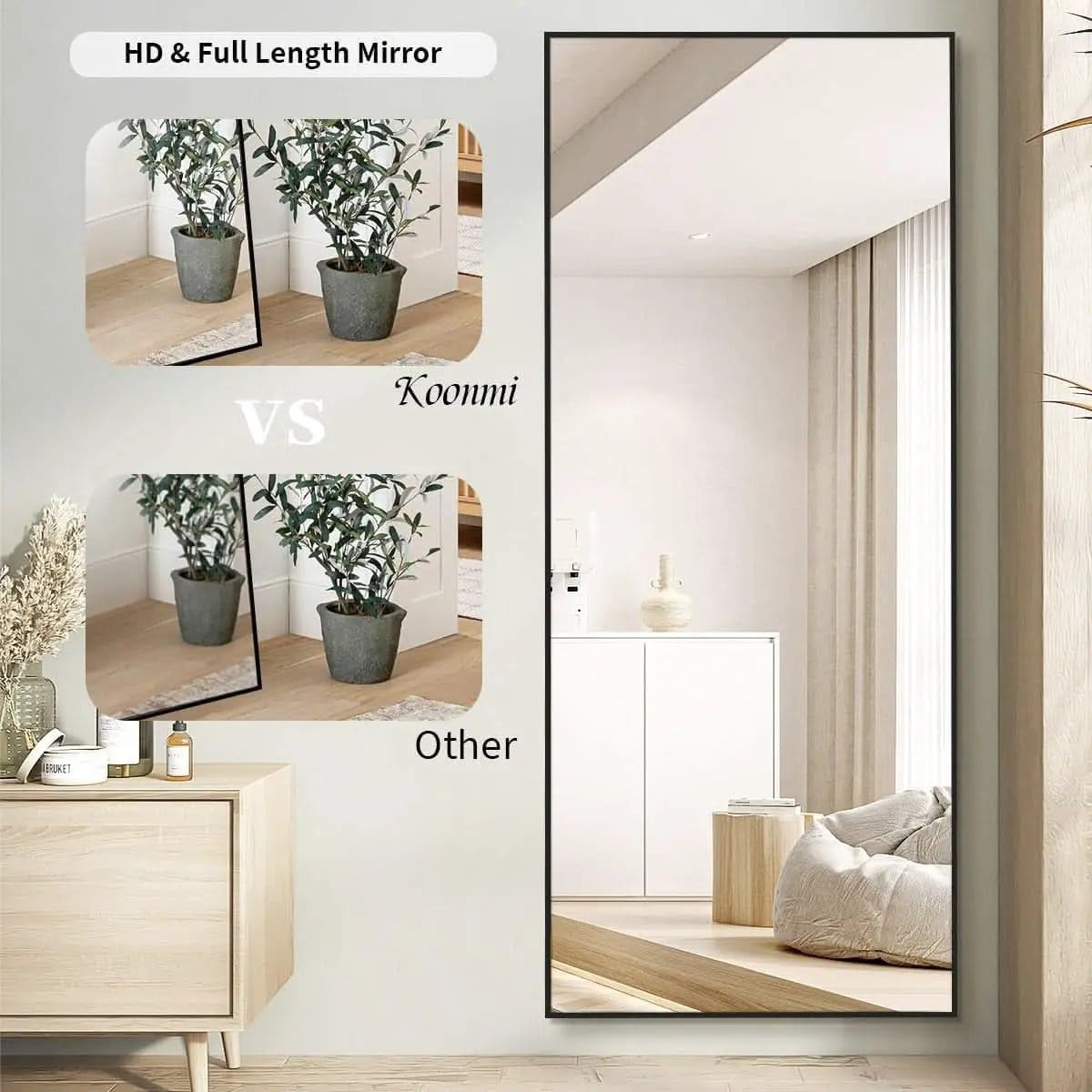 71x31 Inch Black Floor Mirror Full Length Standing