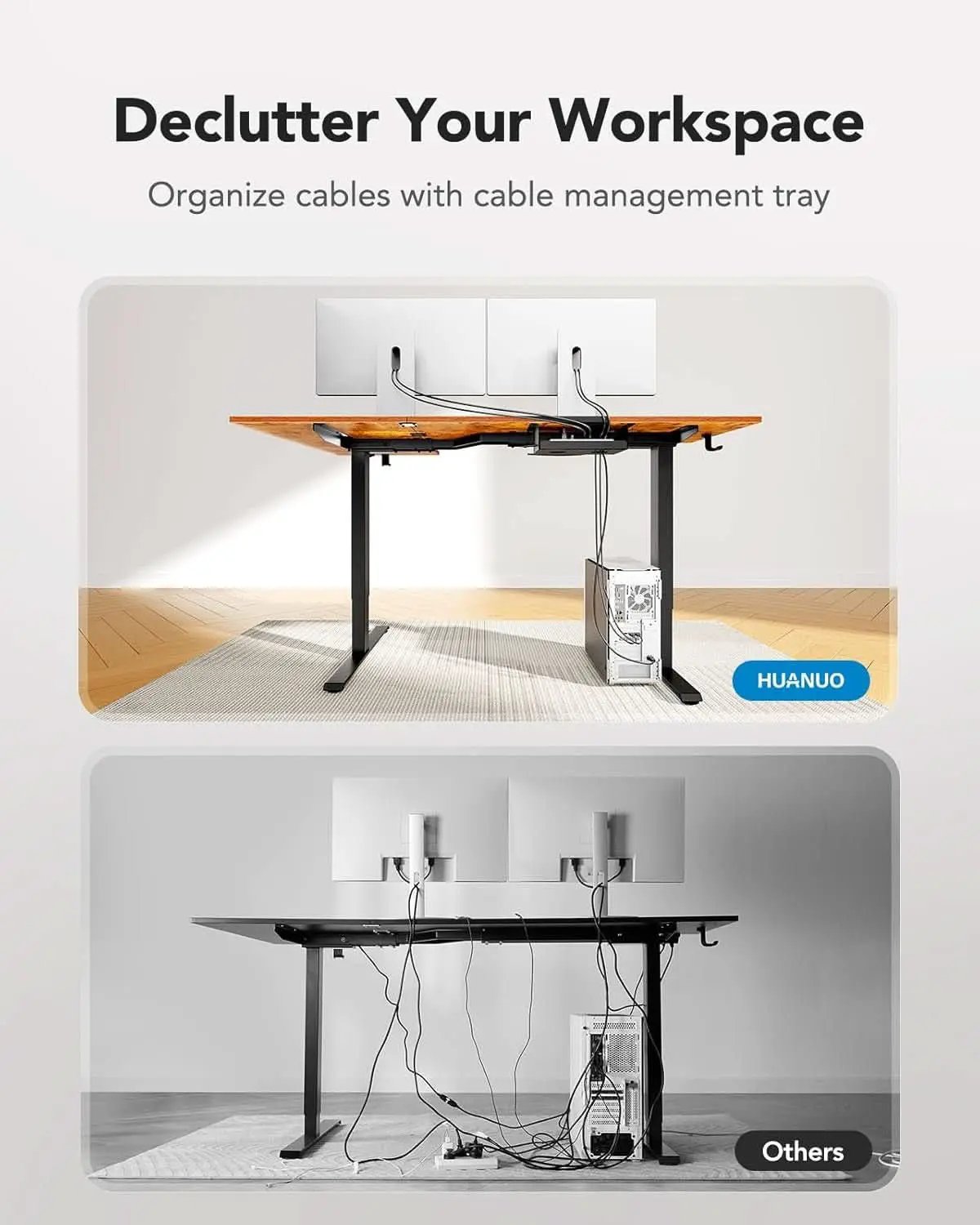 71x48 Inch L Shaped Electric Dual Motor Standing Desk Brown from PriceLows™