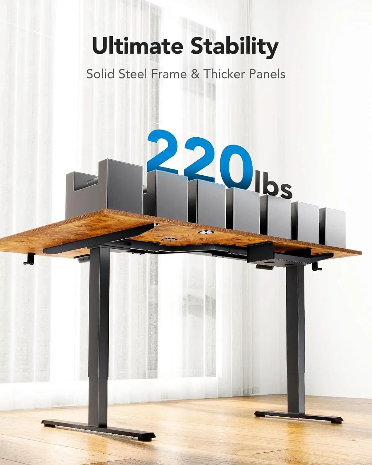 71x48 Inch L Shaped Electric Dual Motor Standing Desk Brown from PriceLows™