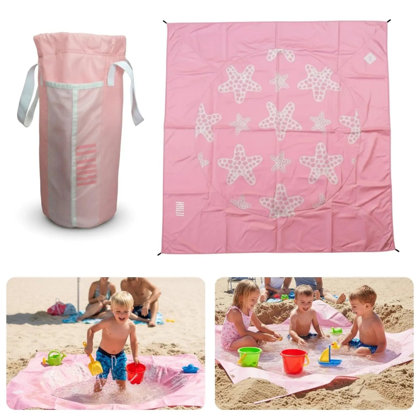 Baby Beach Splash Mat Pink, 1 Piece, 78.74 x in Waterproof Polyester Portable from PriceLows™
