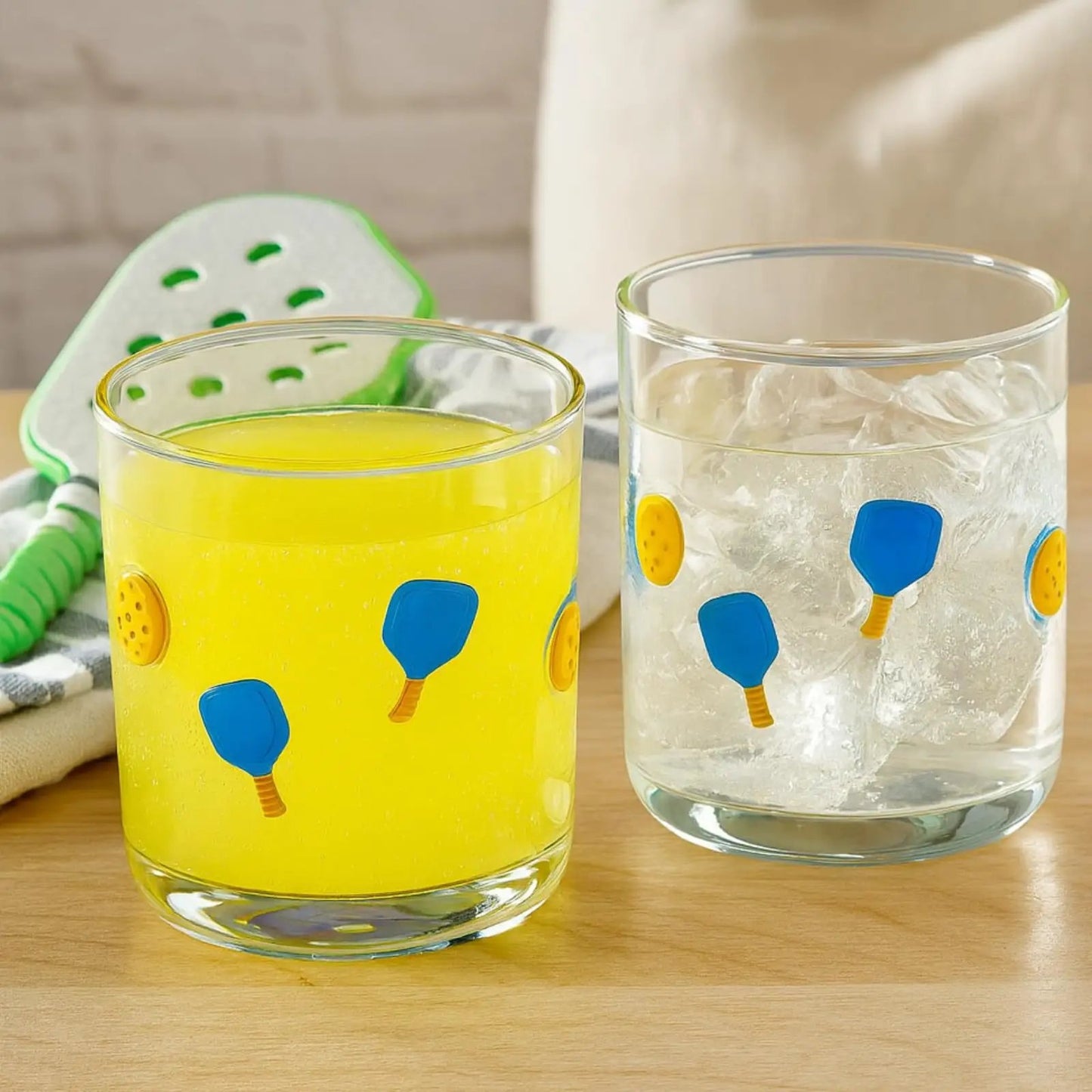 Khen Set of 2 Pickleball Paddle Icon Juice Glass Athletic Sports Cup 14.8oz from PriceLows™