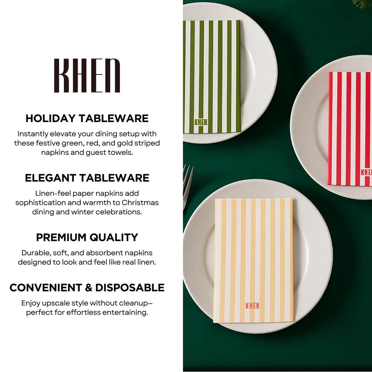 Tonal Striped Disposable Napkin Set 100 Pieces | Set of 100 | Linen | Paper Napkin