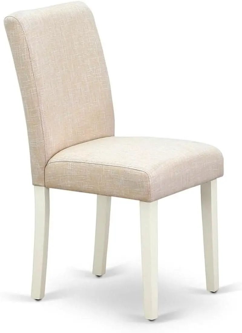 Light Beige Linen Upholstered Dining Chairs Set Of 2 from PriceLows™