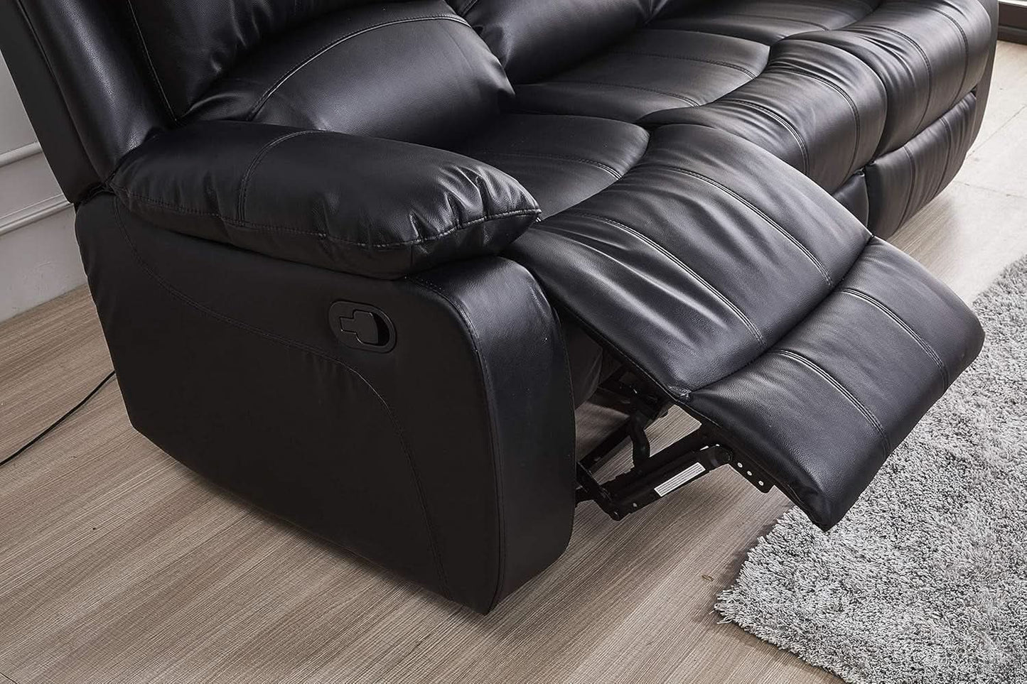 Bonded Leather Reclining Glider Sofa Set Black 3 Piece from PriceLows™