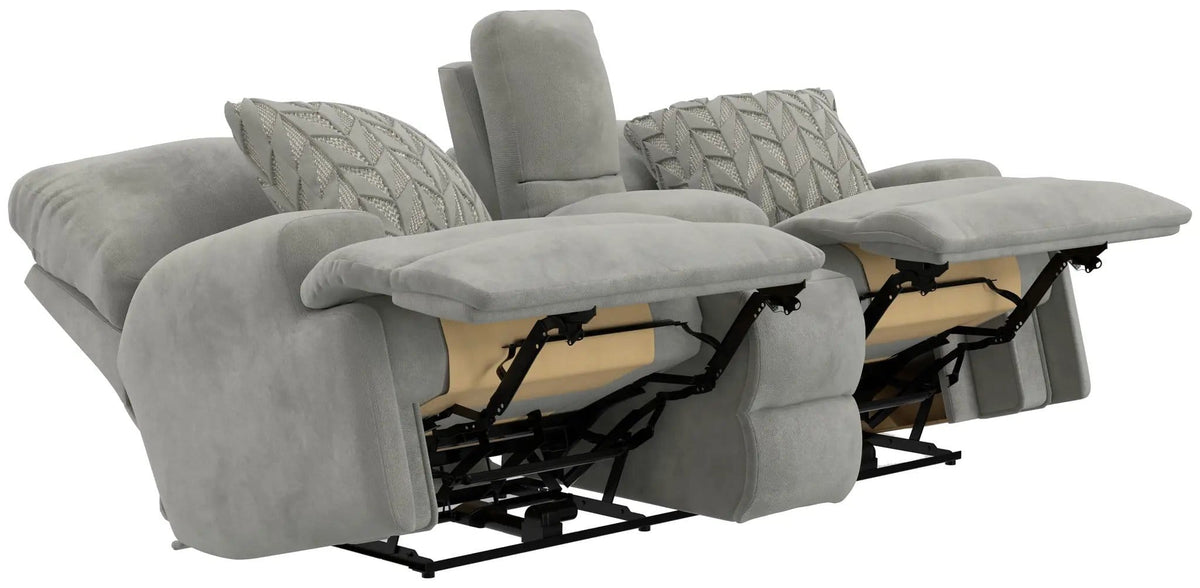 Renaldo Power Console Loveseat With Zero Gravity Recline | 86 x 43 x 43 in | Polyester & Fabric | Stone