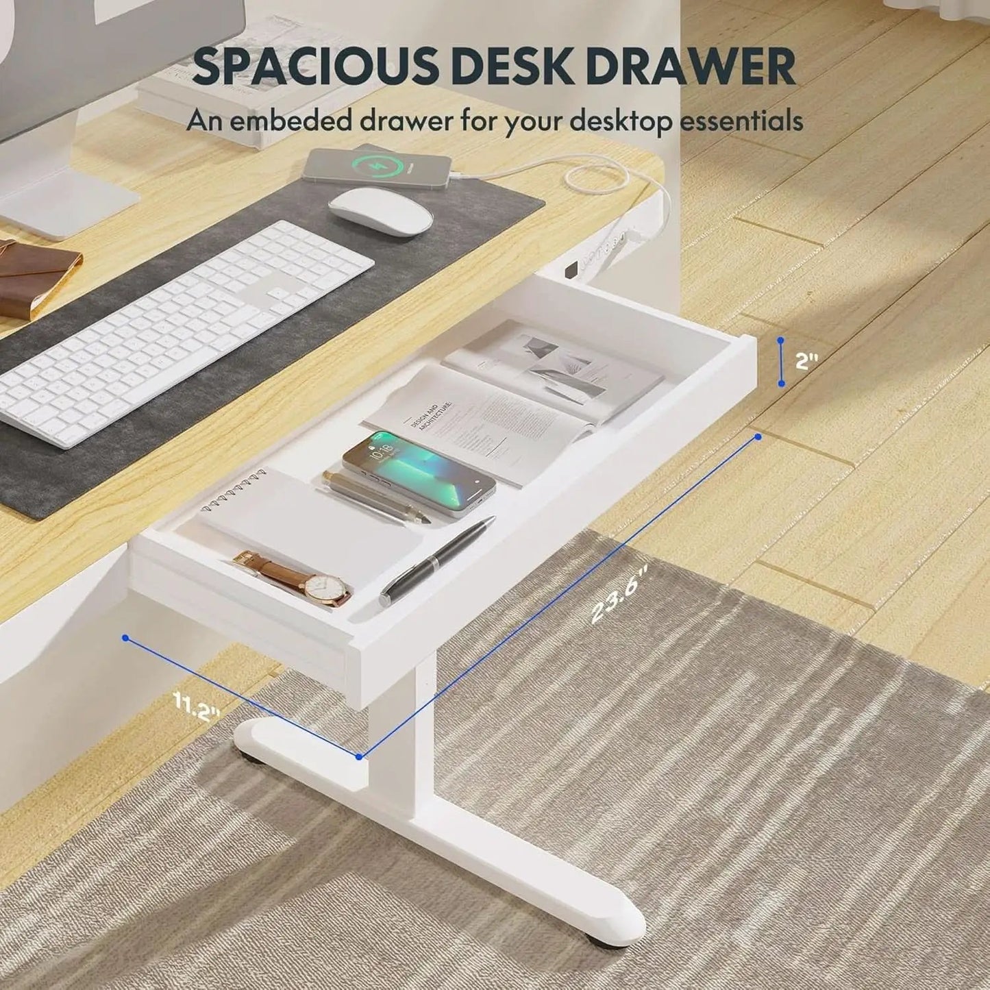 48 Inch Electric Standing Desk With USB Port And Drawers from PriceLows™