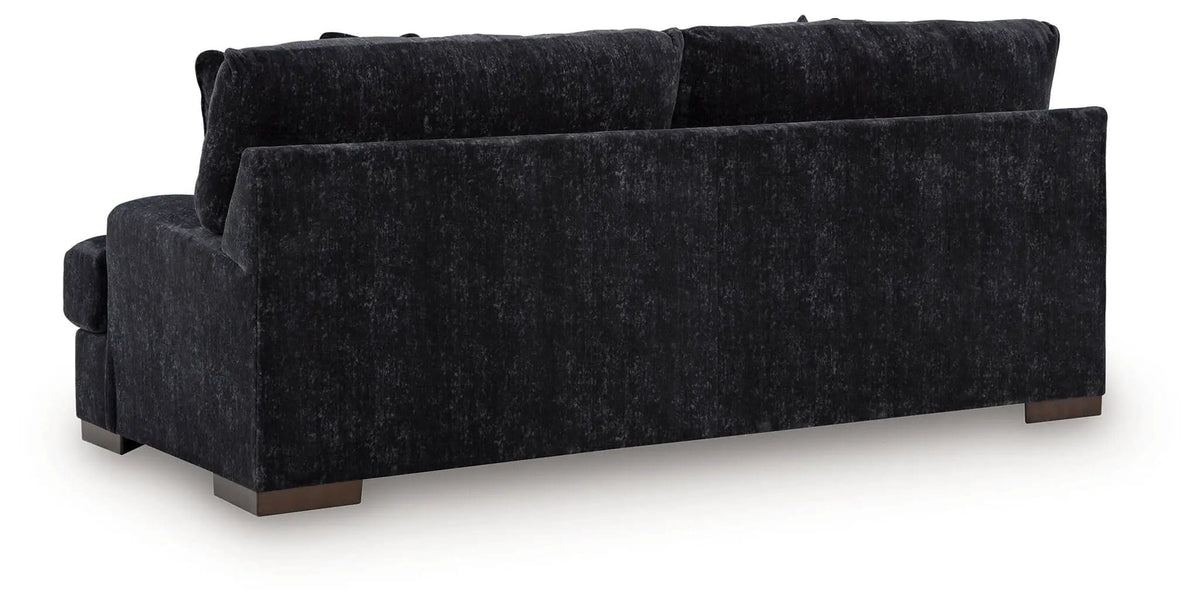 Whitmore Manor Sofa | 95 x 45 x 41 in | Chenille & Wood | Black Pearl