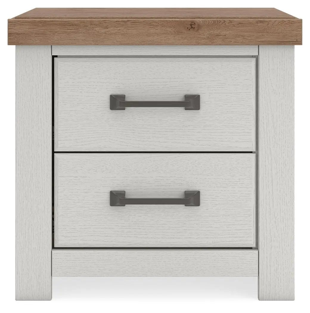 Nightstand | Two Drawer | Farmhouse Style | Dark Brass Hardware
