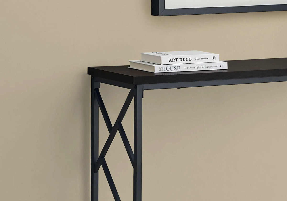 Modern Entryway Console Table | 44 Inch Width | Wood-Look Tabletop | Metal Frame
