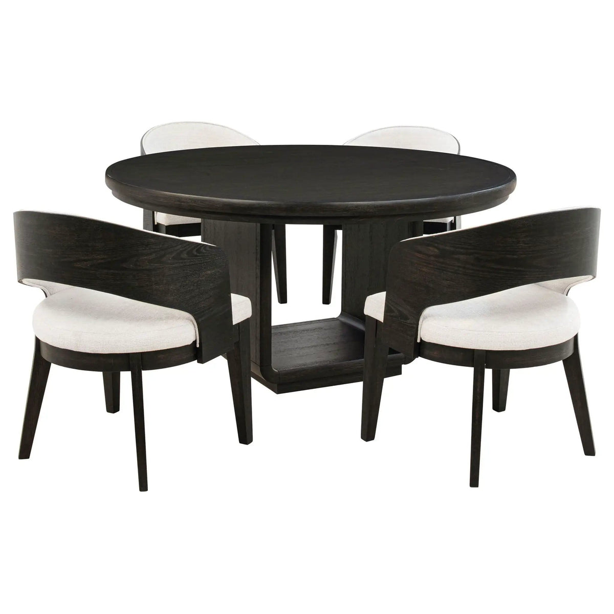 Leandro 5-piece Round Dining Table Set Burnished | 5-Piece Set | Fabric | Black
