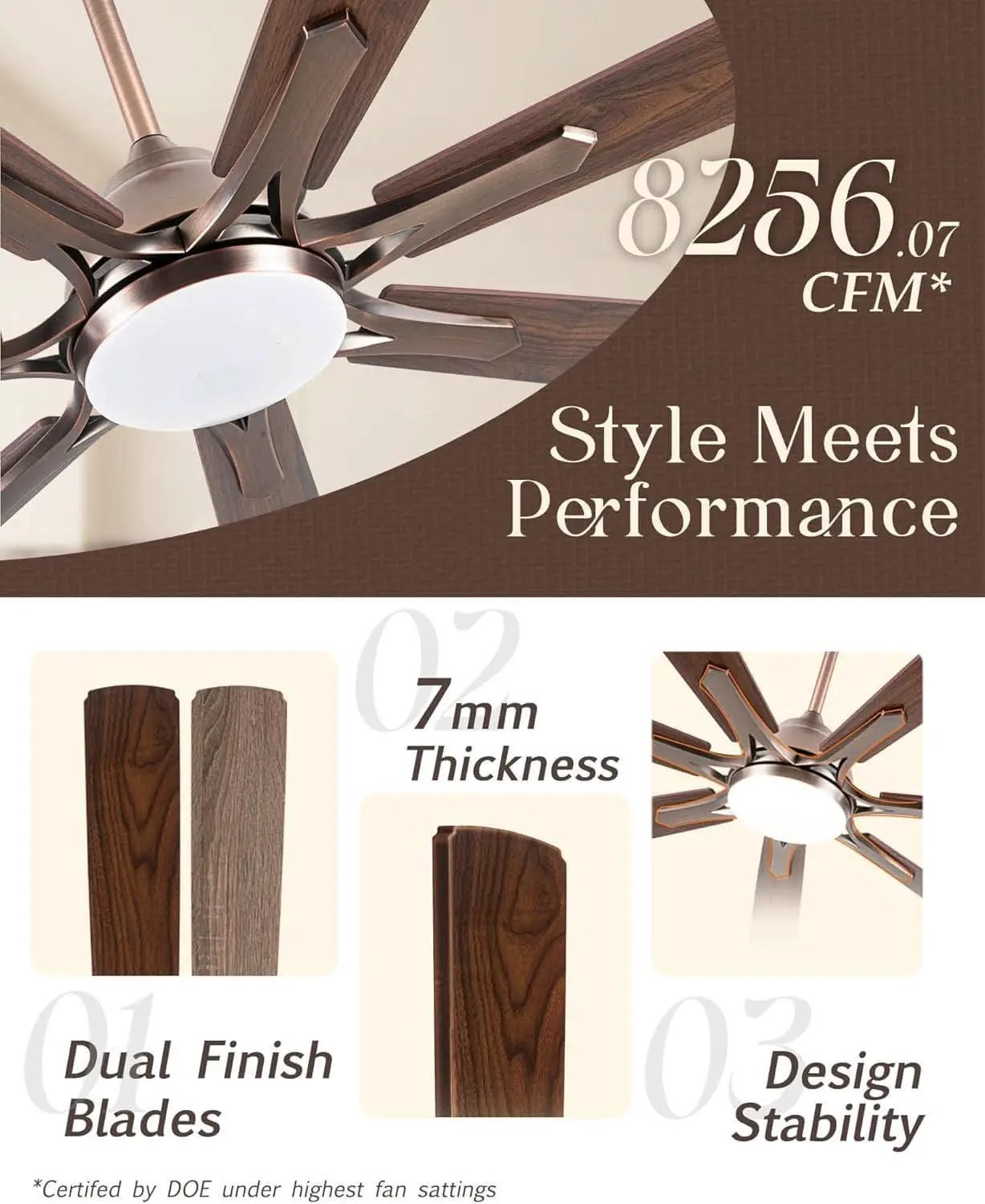 72 Inch Oil Rubbed Bronze Smart Outdoor Ceiling Fan from PriceLows™