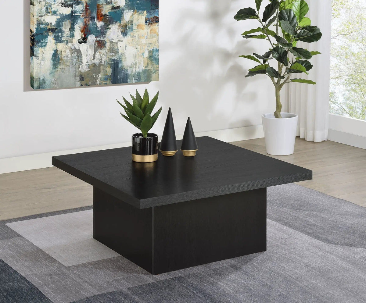 Devar Square Engineered Wood Cocktail Coffee Table | 35.5 x 35.5 x 16.25 in | Engineered Wood & Veneer | Black