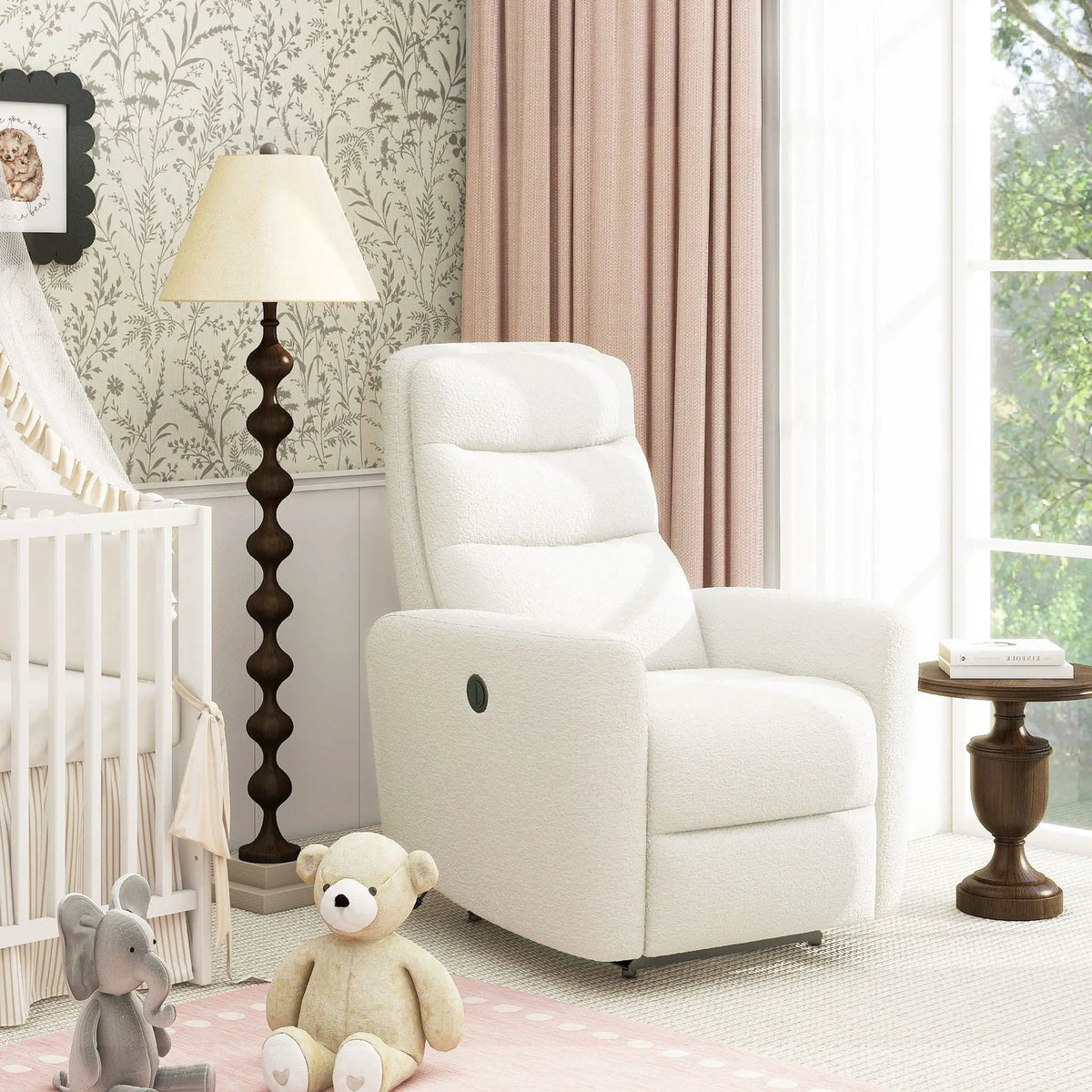 Bloomy High Back Power Recliner | Motion Chair | Powered Reclining | Chiffon White