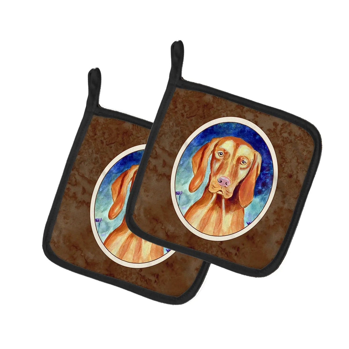 Pot Holder Set of 2 | Heat Resistant Quilted Hot Pads | 7.5 x 7.5 Inch | Vizsla (Style 4)