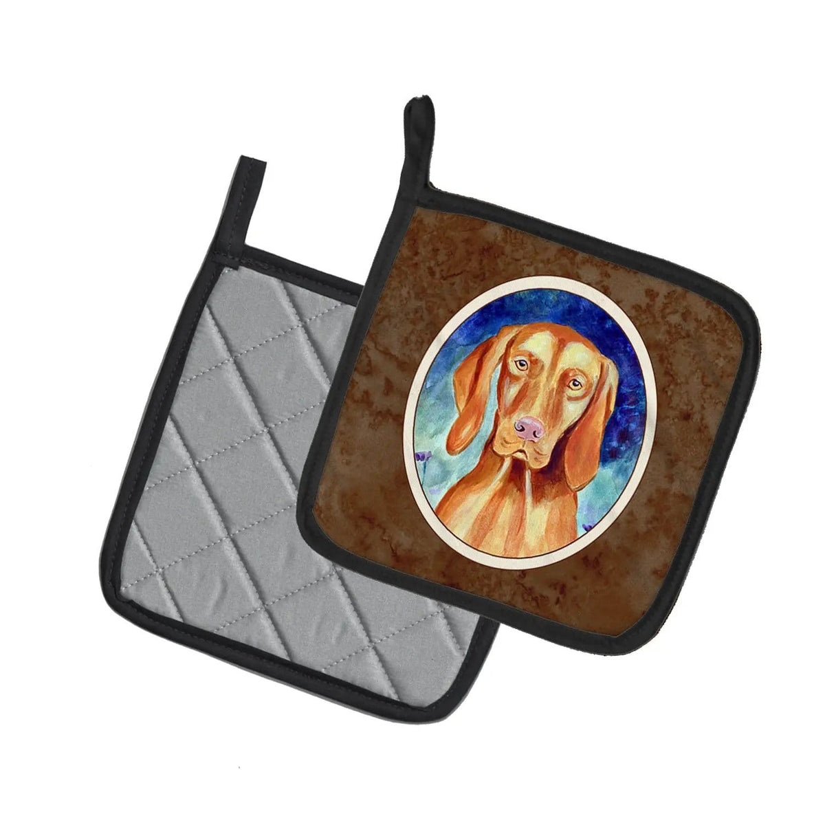Pot Holder Set of 2 | Heat Resistant Quilted Hot Pads | 7.5 x 7.5 Inch | Vizsla (Style 4)