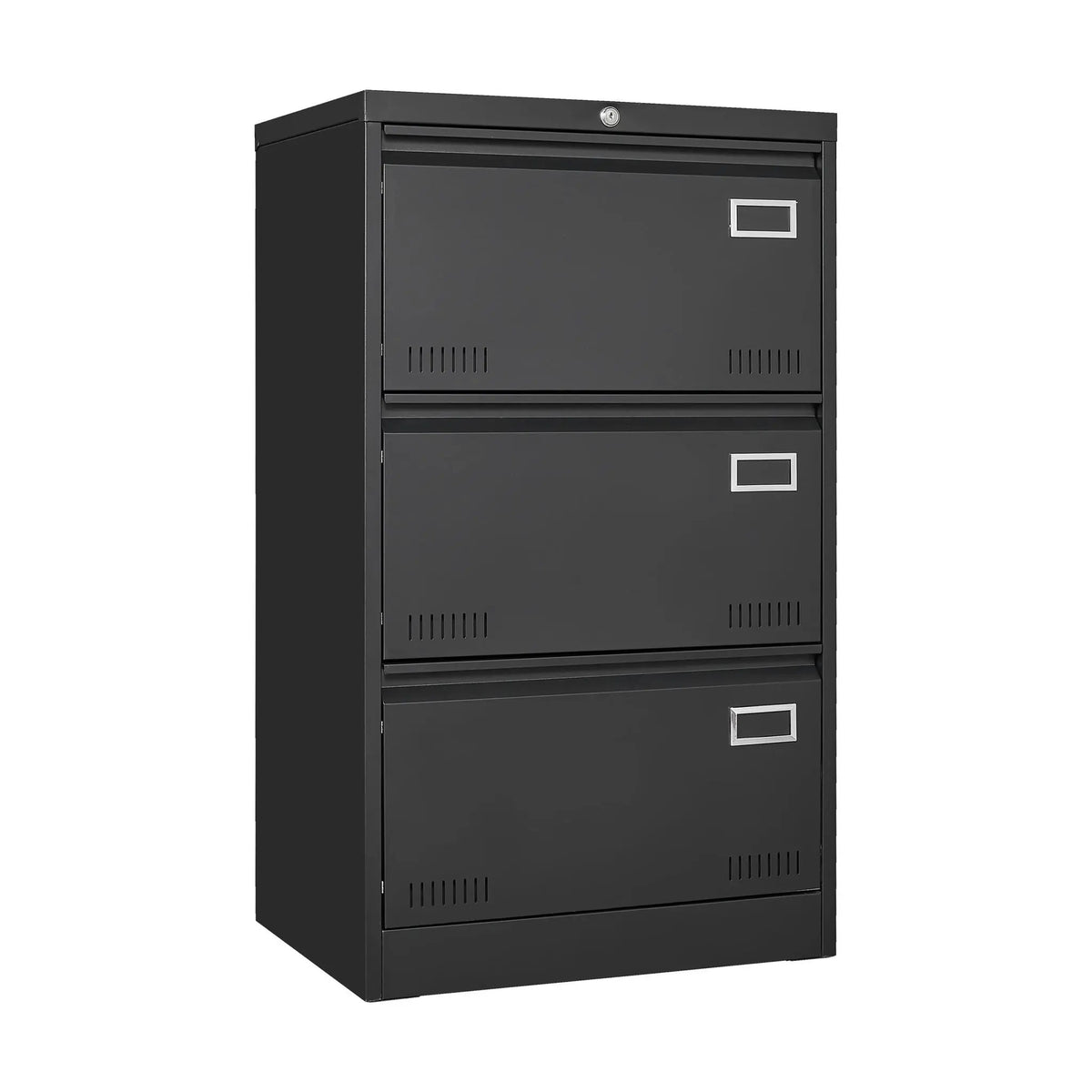 Lateral File Cabinet | 3 Drawer Locking Metal | Widened Drawers | 40 Inch Height