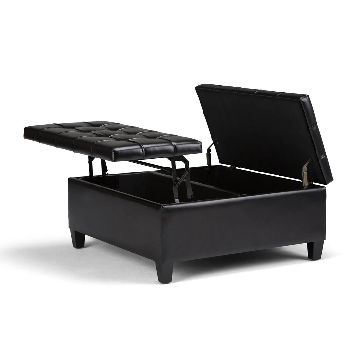Harrison Large Coffee Table Storage Ottoman | Split Lift-Up Top | Square Design | 36 Inch Width