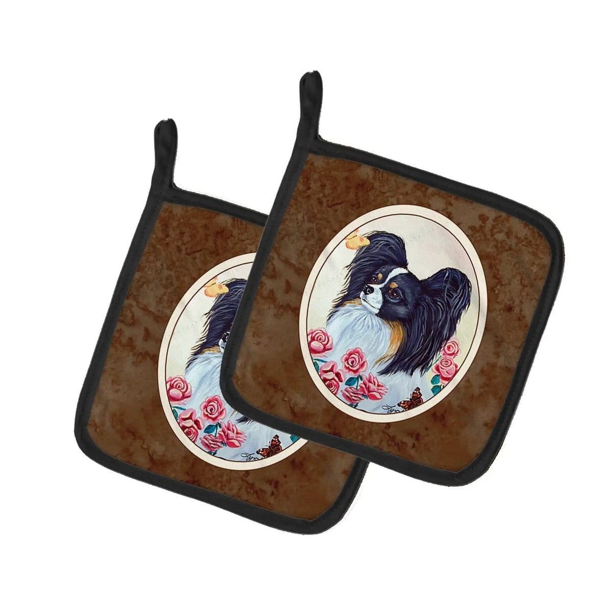 Pot Holder Set of 2 | Heat Resistant Quilted Hot Pads | 7.5 x 7.5 Inch | Papillon (Style 12)