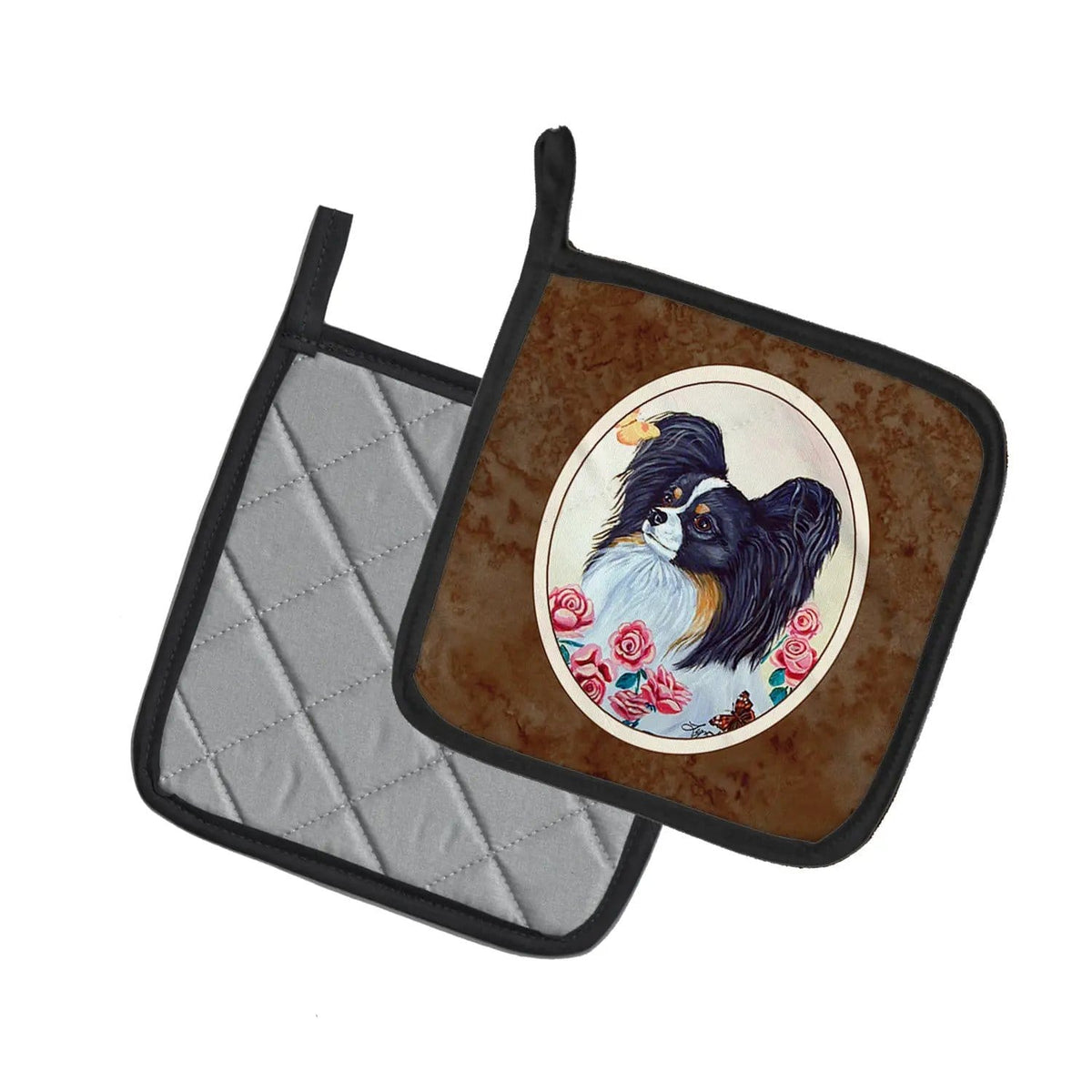Pot Holder Set of 2 | Heat Resistant Quilted Hot Pads | 7.5 x 7.5 Inch | Papillon (Style 12)