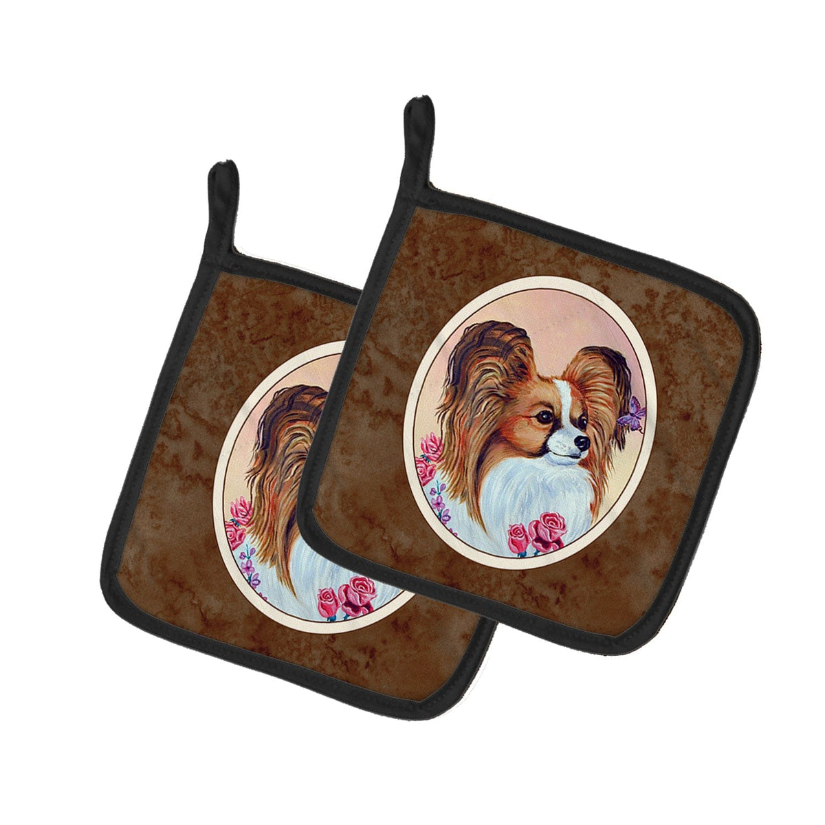 Pot Holder Set of 2 | Heat Resistant Quilted Hot Pads | 7.5 x 7.5 Inch | Papillon (Style 11)