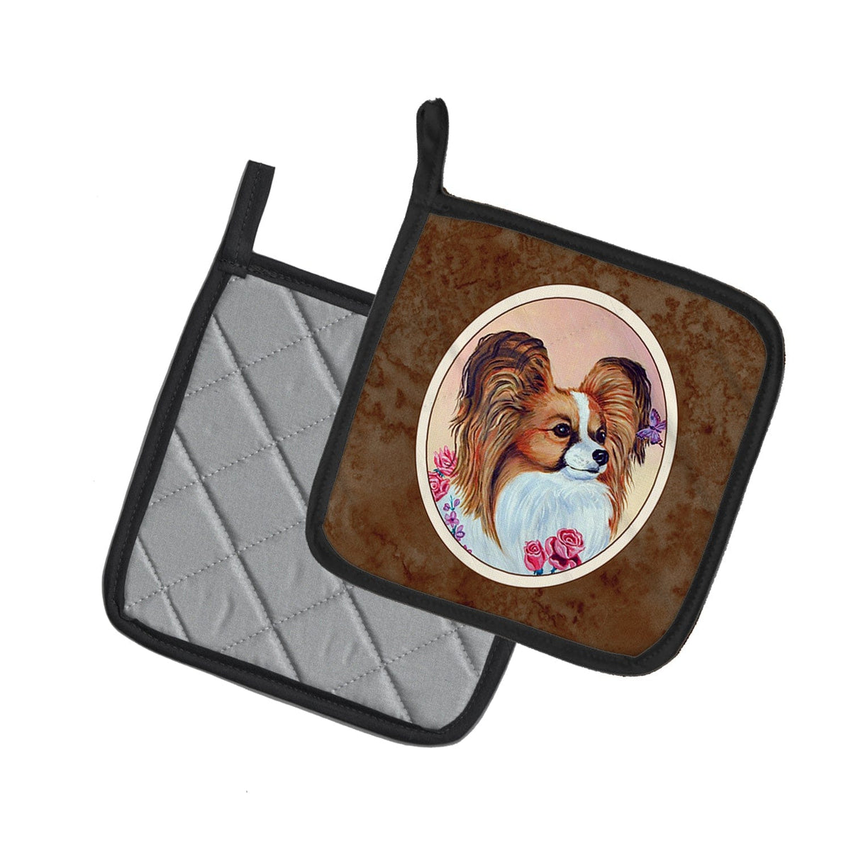 Pot Holder Set of 2 | Heat Resistant Quilted Hot Pads | 7.5 x 7.5 Inch | Papillon (Style 11)