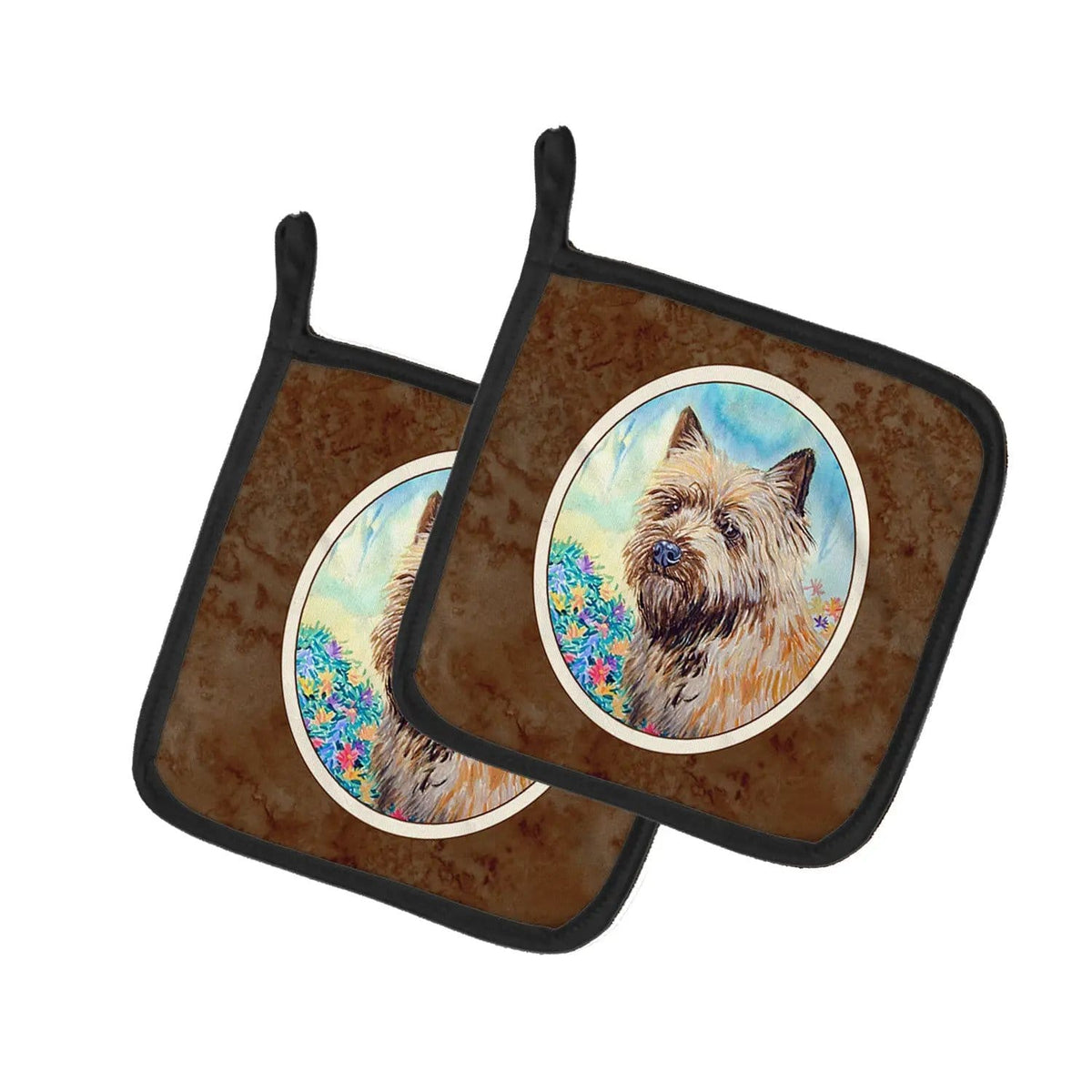 Pot Holder Set of 2 | Heat Resistant Quilted Hot Pads | 7.5 x 7.5 Inch | Cairn Terrier (Style 7)