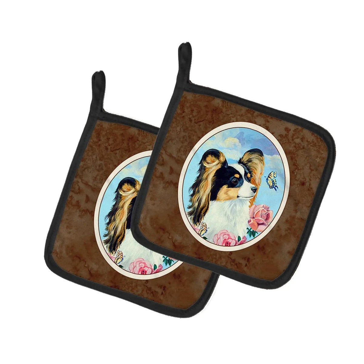 Pot Holder Set of 2 | Heat Resistant Quilted Hot Pads | 7.5 x 7.5 Inch | Papillon (Style 10)