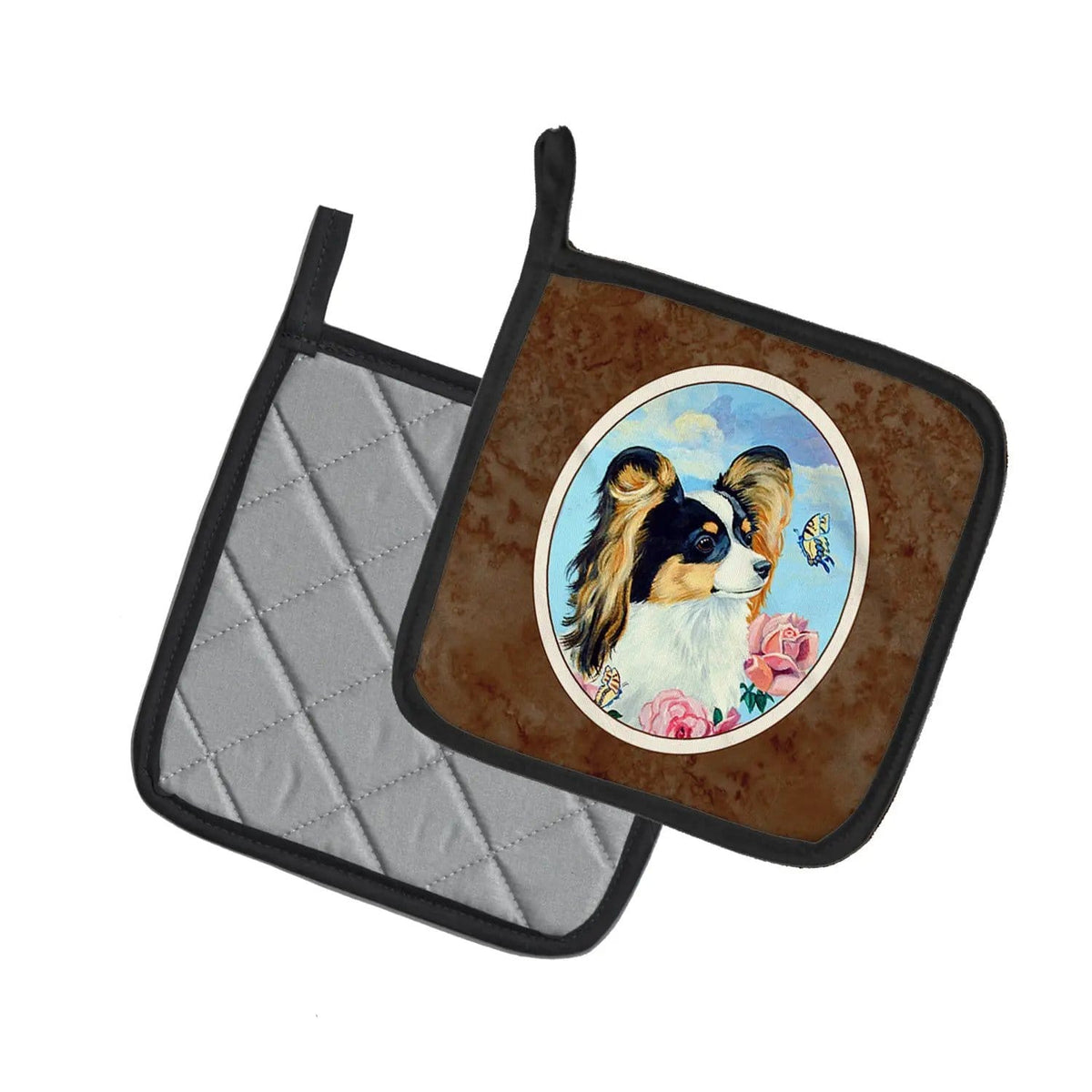 Pot Holder Set of 2 | Heat Resistant Quilted Hot Pads | 7.5 x 7.5 Inch | Papillon (Style 10)