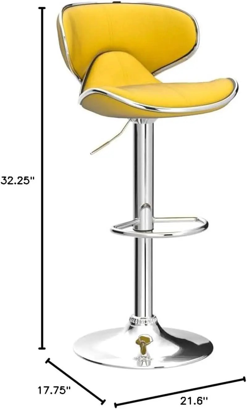 Masaccio Velvet Adjustable Swivel Bar Stool Set Of 2 Yellow from PriceLows™